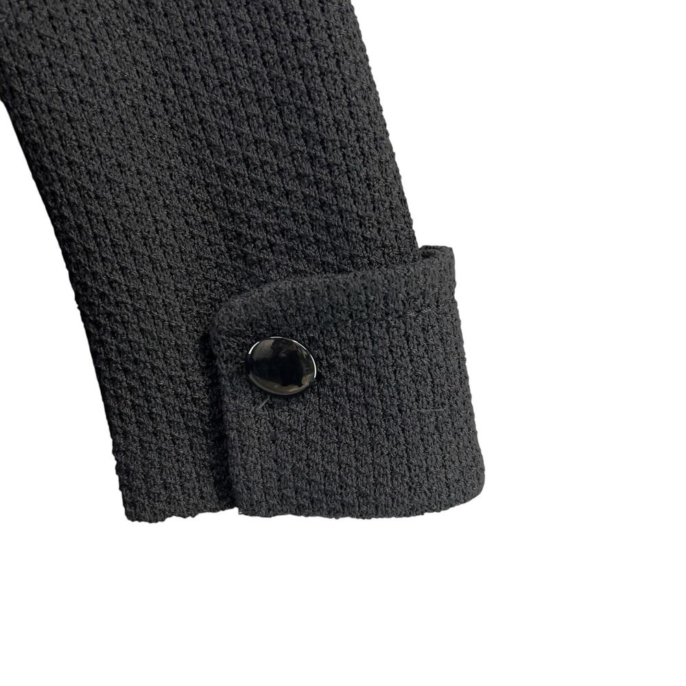 St John Caviar Santana Knit Blazer Jacket Women 6 Black Button Pockets Old Money - Picture 7 of 15